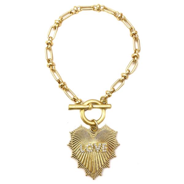 HEART LOVE TOGGLE CLASP METAL BRACELET