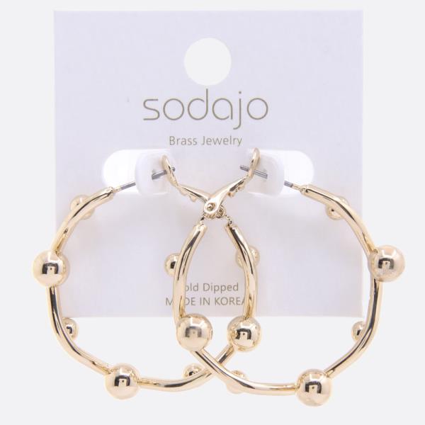 SODAJO BALL BEAD HOOP GOLD DIPPED EARRING