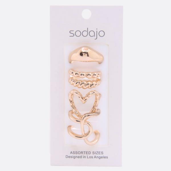 SODAJO HEART SHAPE METAL ASSORTED RING SET