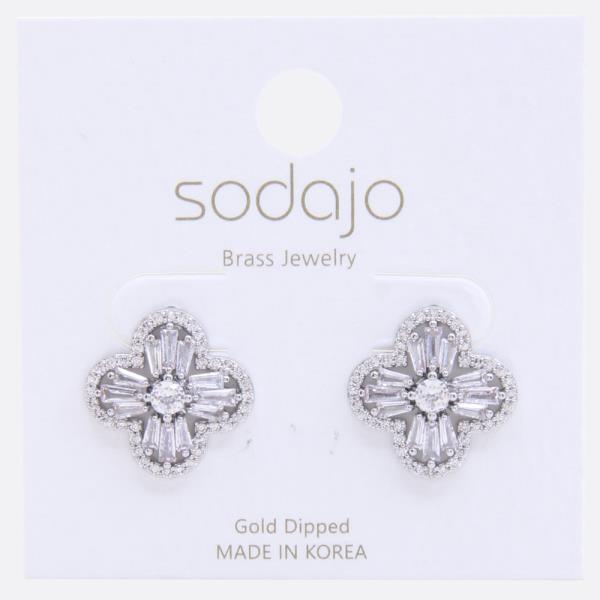 SODAJO CLOVER RHINESTONE GOLD DIPPED EARRING