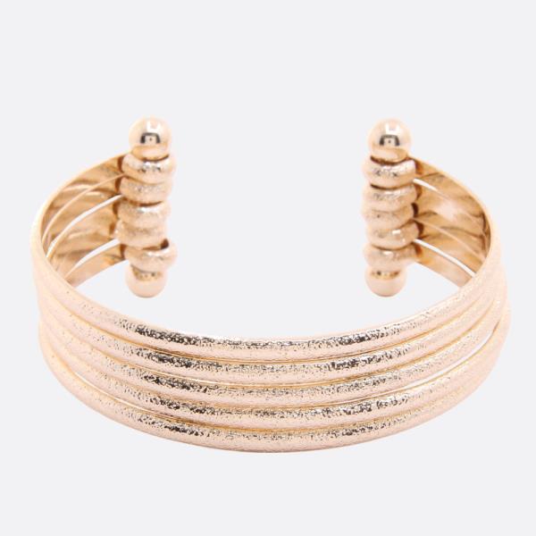 SODAJO TEXTURED OPEN CUFF GOLD DIPPED BRACELET