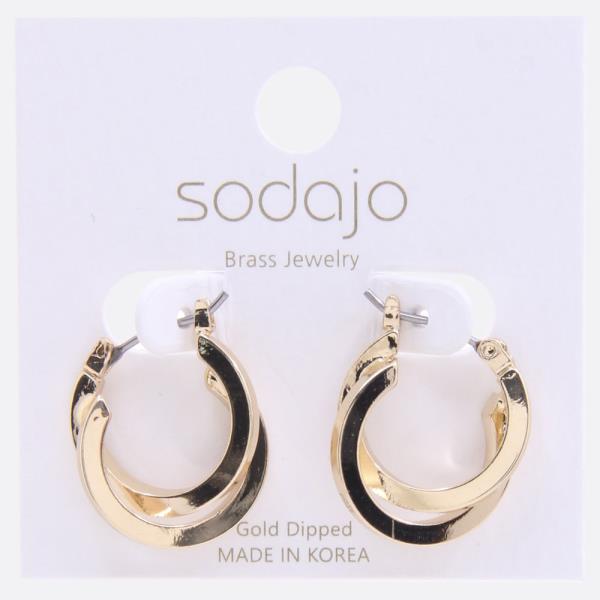 SODAJO DOUBLE HOOP GOLD DIPPED EARRING