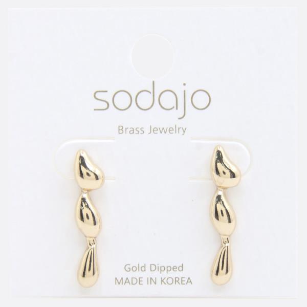 SODAJO TEARDROP LINK METAL GOLD DIPPED EARRING