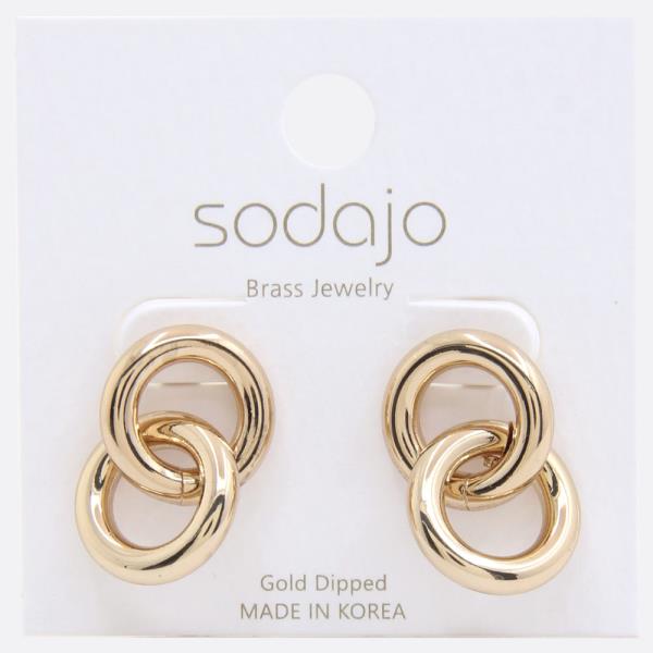 SODAJO DOUBLE CIRCLE GOLD DIPPED EARRING