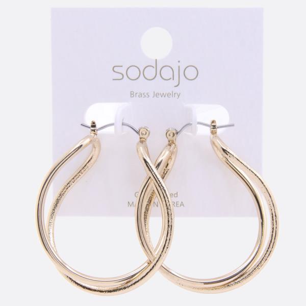 SODAJO WIDE TEARDROP GOLD DIPPED HOOP EARRING