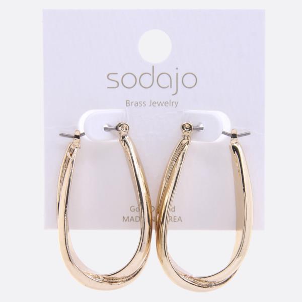 SODAJO LONG OVAL GOLD DIPPED EARRING