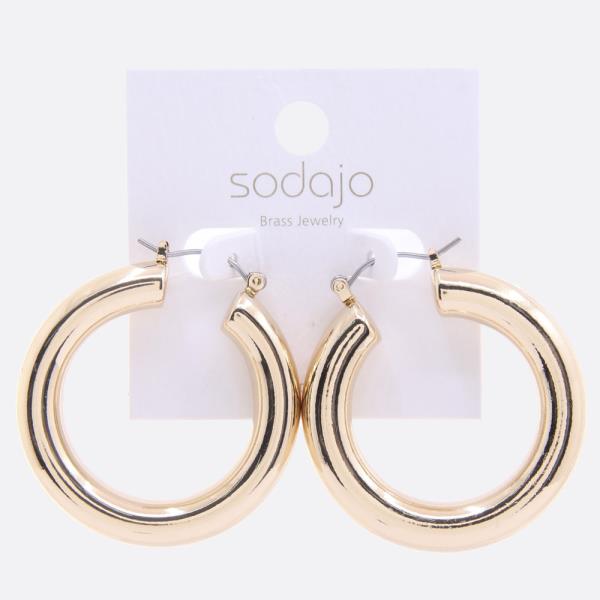 SODAJO PIPE HOOP GOLD DIPPED EARRING