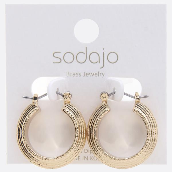 SODAJO LINED HOOP GOLD DIPPED EARRING