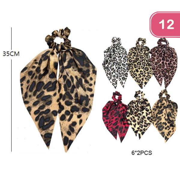 LEOPARD LONG TAIL HAIR SCRUNCHIE (12 UNITS)