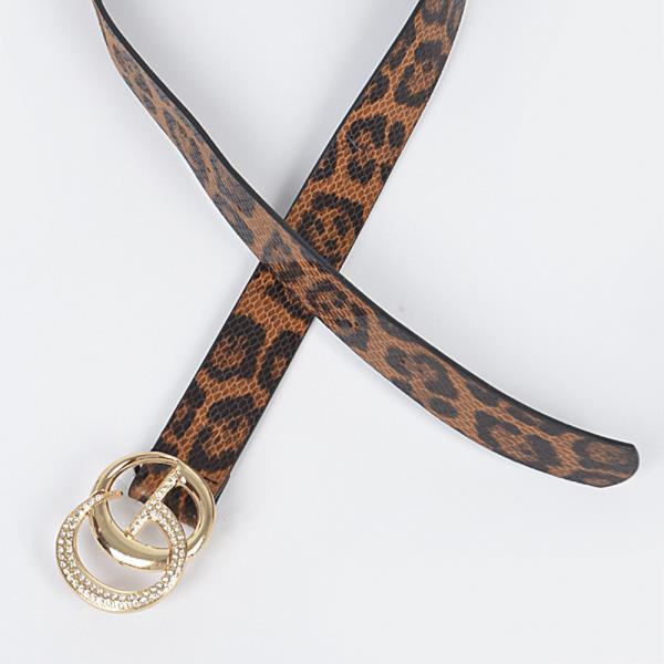 STONED METAL BUCKLE LEOPARD BELT.