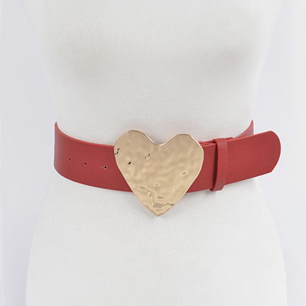 HAMMERED HEART SHAPE BUCKLE PLUS SIZE BELT