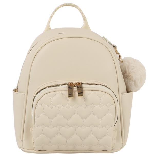 (PRE-ORDER / ONLINE ONLY) smooth hearts quilted pom zipper bacpack