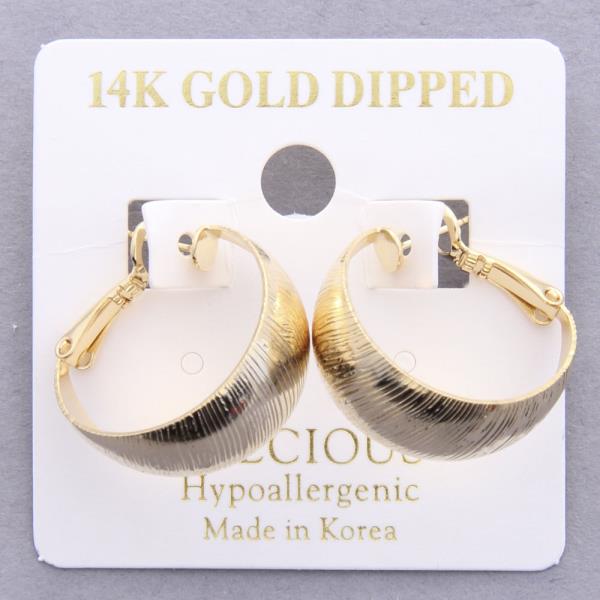 14K GOLD DIPPED BRUSHED METAL HOOP EARRING