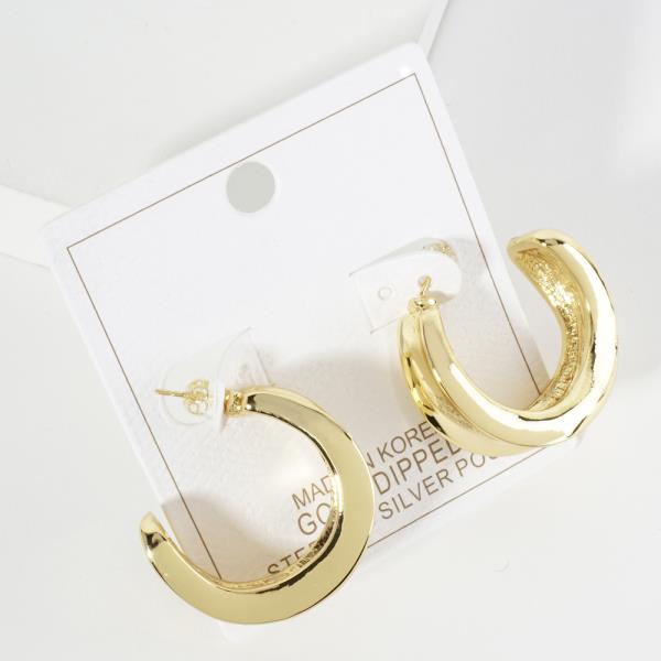 GOLD DIPPED C HOOP EARRING