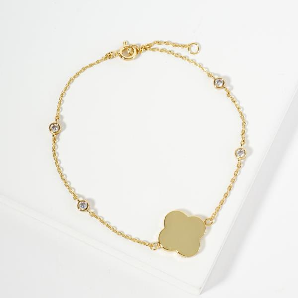 GOLD DIPPED CZ CLOVER BRACELET