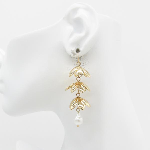 PEARL BEAD FLOWER DANGLE EARRING