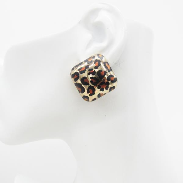 ANIMAL PRINT SQUARE SHAPE EARRING