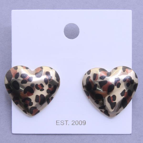 ANIMAL PRINT HEART SHAPE EARRING