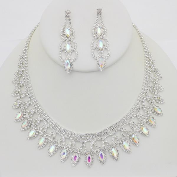 RHINESTONE NECKLACE EARRING SET