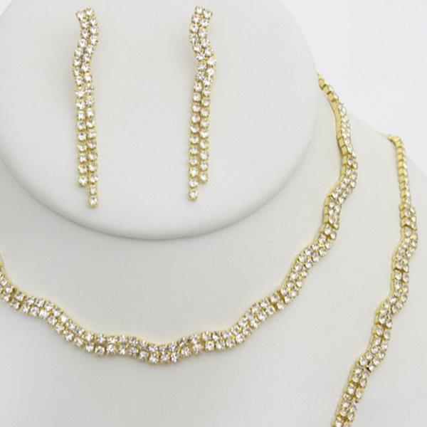 RHINESTONE NECKLACE EARRING BRACELET SET