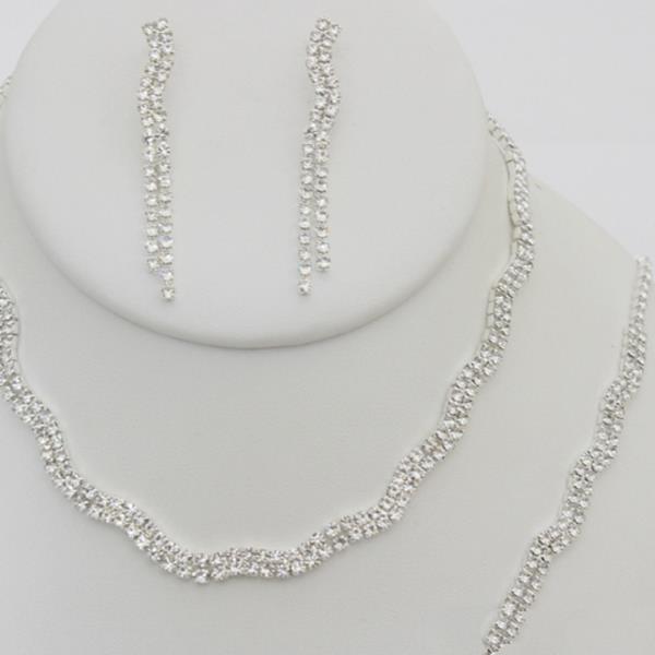 RHINESTONE NECKLACE EARRING BRACELET SET