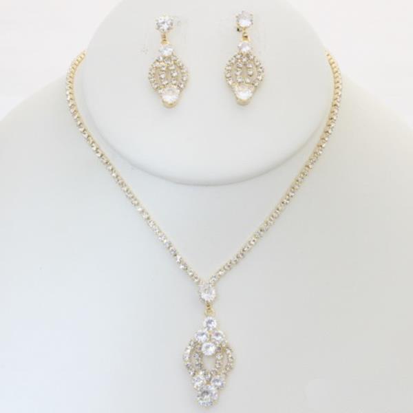 RHINESTONE NECKLACE EARRING SET