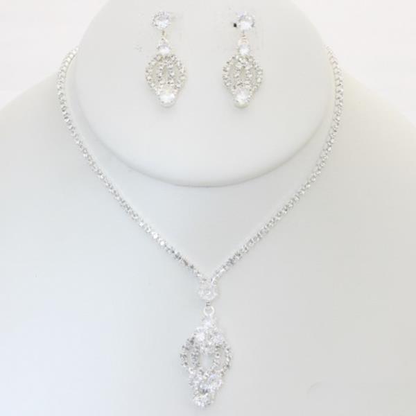 RHINESTONE NECKLACE EARRING SET