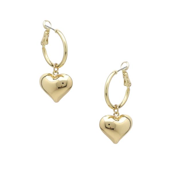 PUFFY HEART HOOP DANGLE EARRING