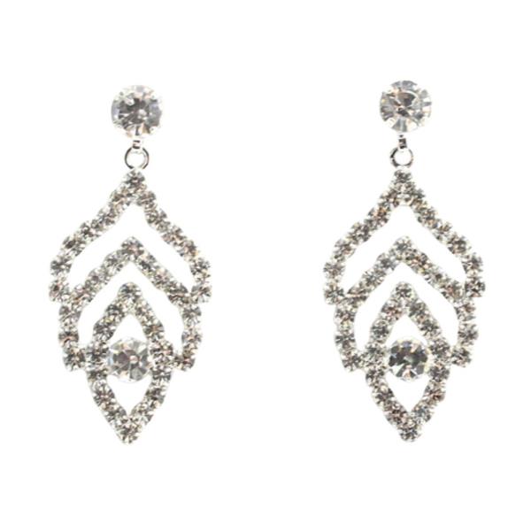 RHINESTONE LEAF DANGLE EARRING