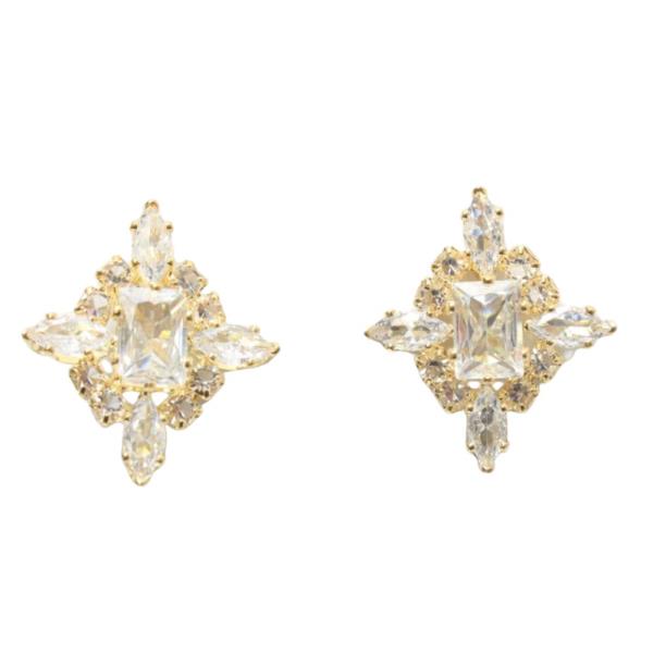 CZ STONE RHOMBUS POST EARRING