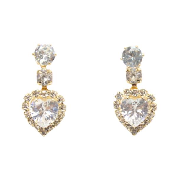 HEART CZ STONE DANGLE EARRING