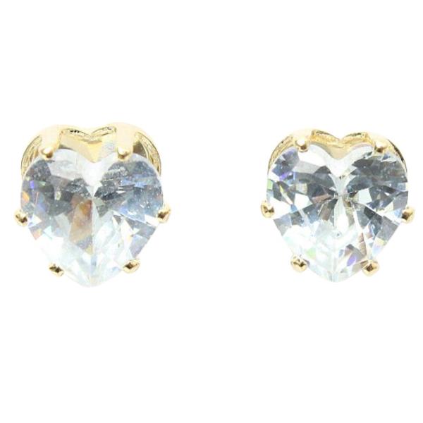 HEART CZ STONE STUD EARRING