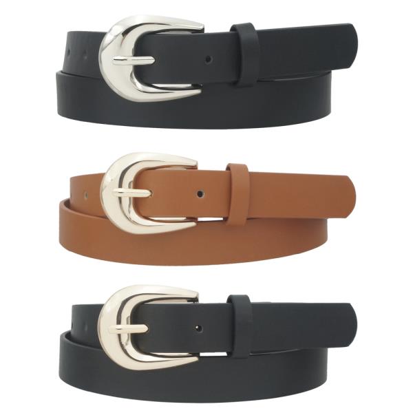 BASIC U BUCKLE SKINNY TRIO BELT