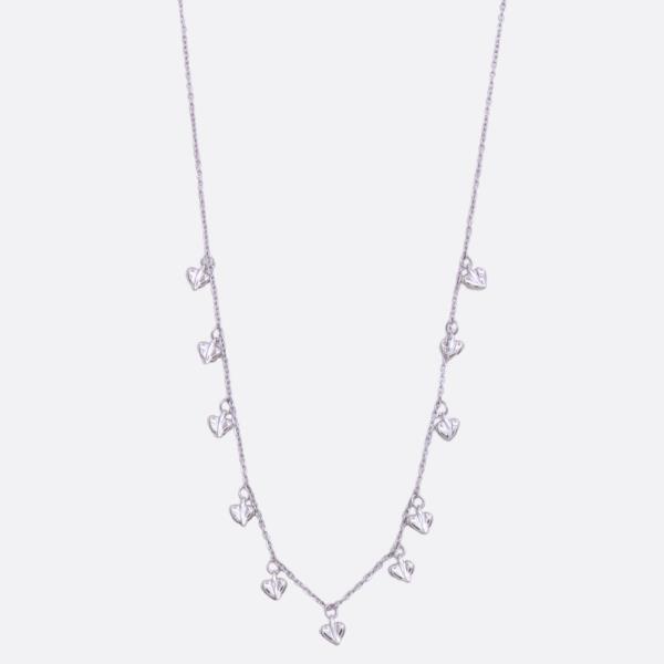 HEART CHARM STATION METAL NECKLACE