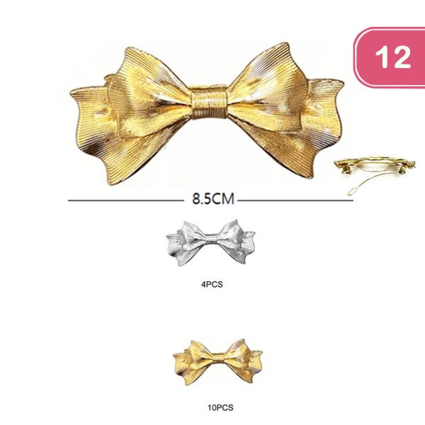 METAL BOW BARRETTE HAIR PIN (12 UNITS)