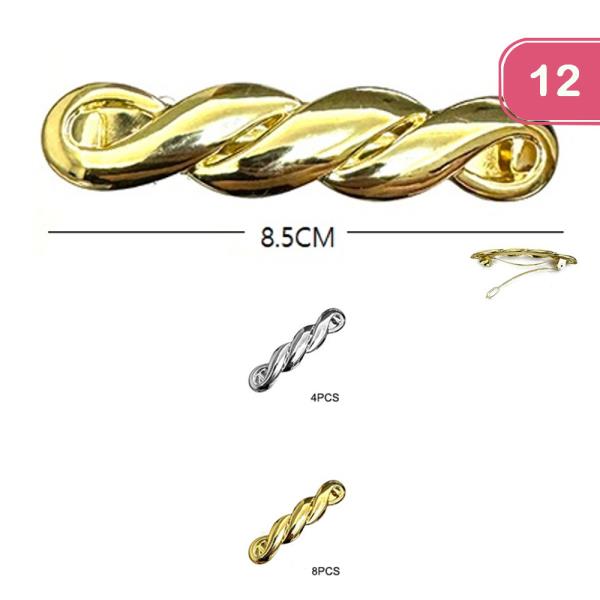 METAL BARRETTE HAIR PIN (12 UNITS)