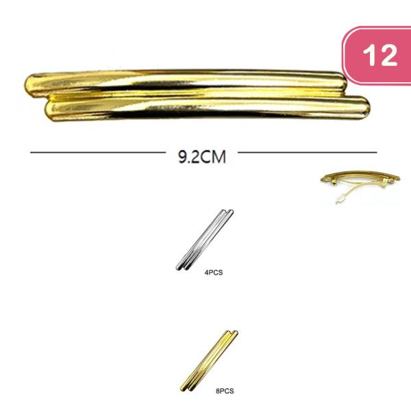 METAL BARRETTE HAIR PIN (12 UNITS)