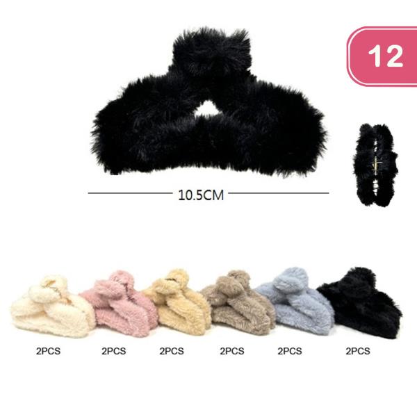 FURRY HAIR CLAW CLIP (12 UNITS)