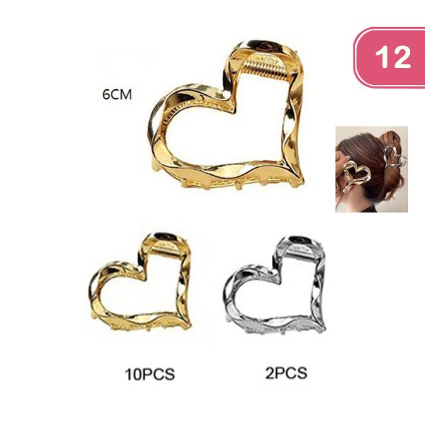 HEART METAL CLAW CLIP (12 UNITS)