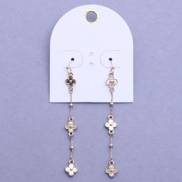 TRIPLE CLOVER METAL DANGLE EARRING