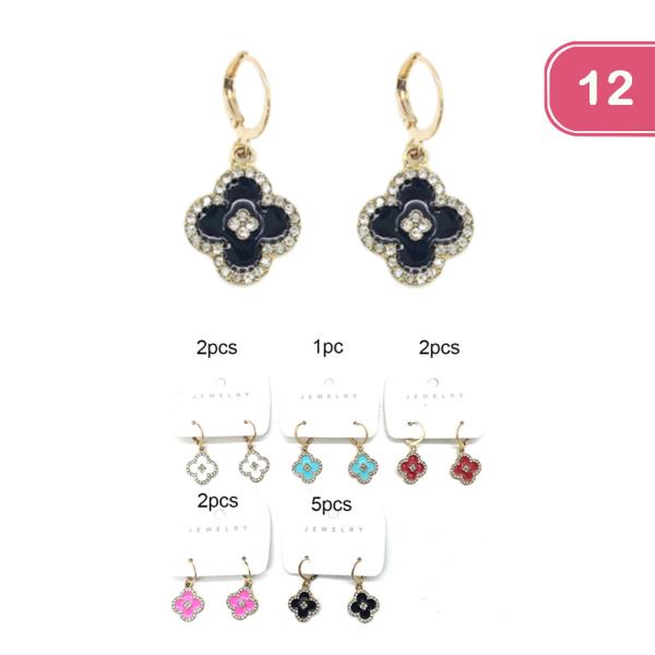 RHINESTONE CLOVER EARRING (12 UNITS)