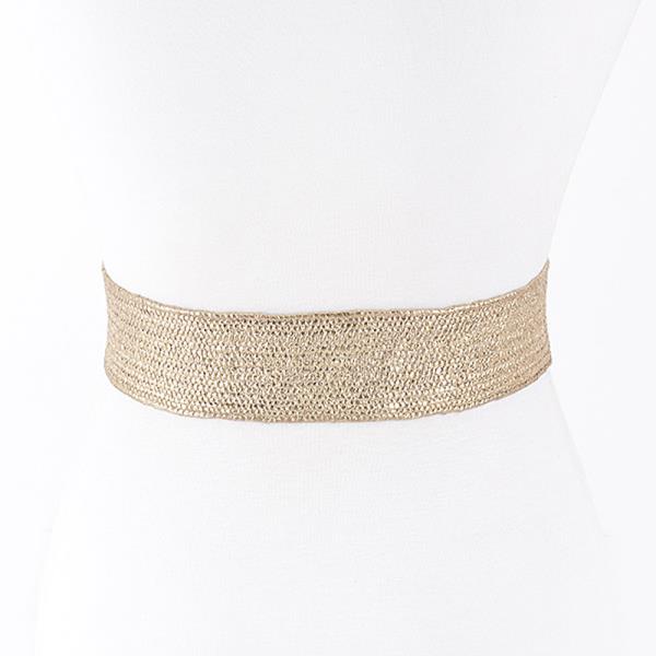 HAMMERED METAL BUCKLE METALLIC STRETCH BELT