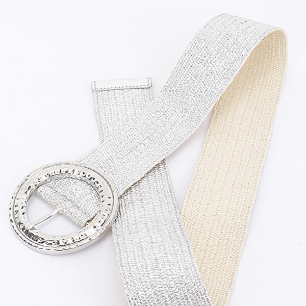 HAMMERED METAL BUCKLE METALLIC STRETCH BELT