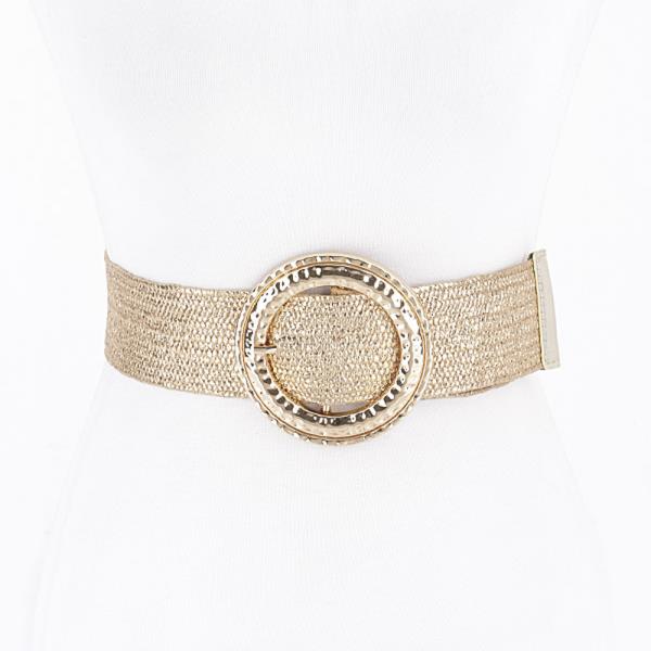 HAMMERED METAL BUCKLE METALLIC STRETCH PLUS SIZE BELT