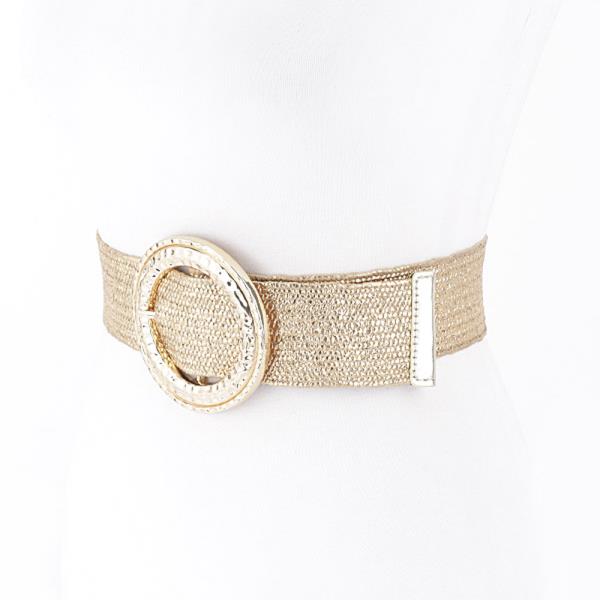 HAMMERED METAL BUCKLE METALLIC STRETCH PLUS SIZE BELT