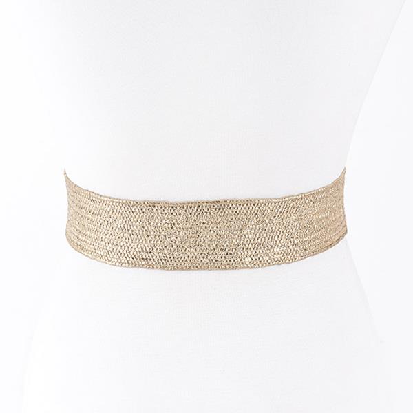 HAMMERED METAL BUCKLE METALLIC STRETCH PLUS SIZE BELT