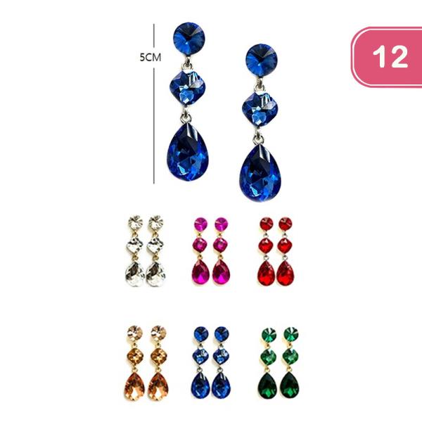 RHINESTONE DANGLE EARRING (12 UNITS)