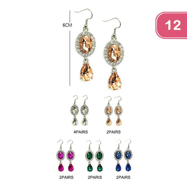 RHINESTONE DANGLE EARRING (12 UNITS)