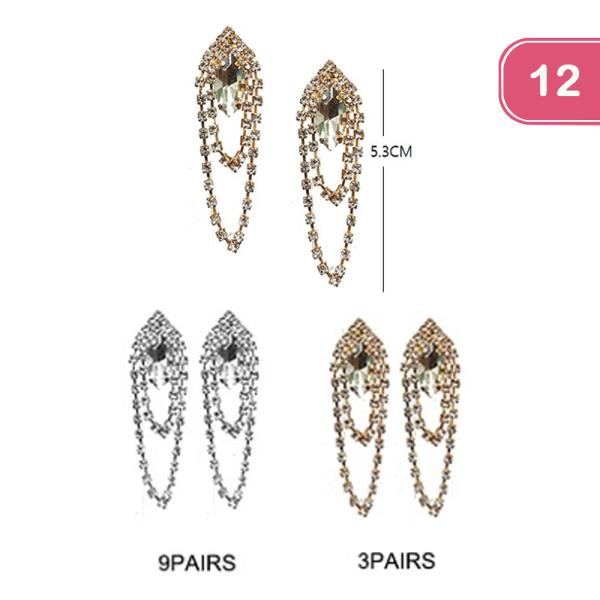 RHINESTONE DANGLE EARRING (12 UNITS)