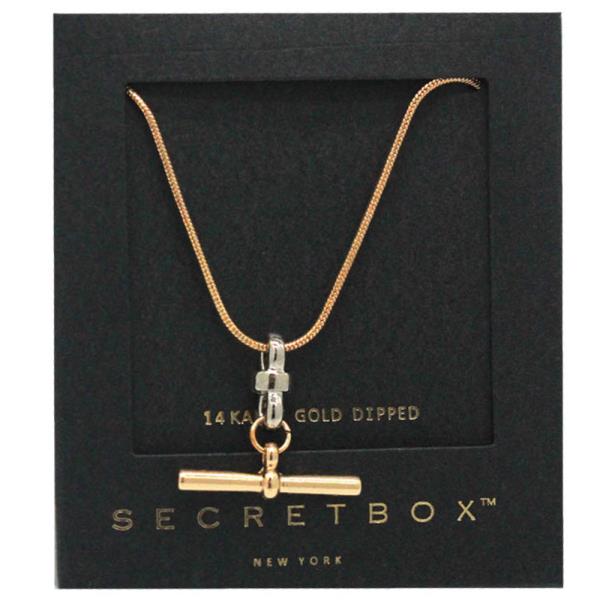 SECRET BOX METAL BAR GOLD DIPPED NECKLACE